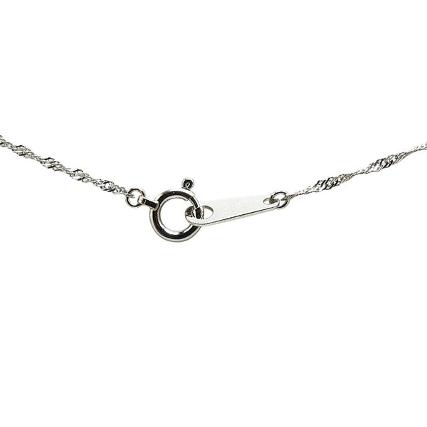 Pt900 プラチナ Pt850 プラチナ エメラルド1.00ct ダイヤ0.15ct スクエア ネックレス レディース 【中古】