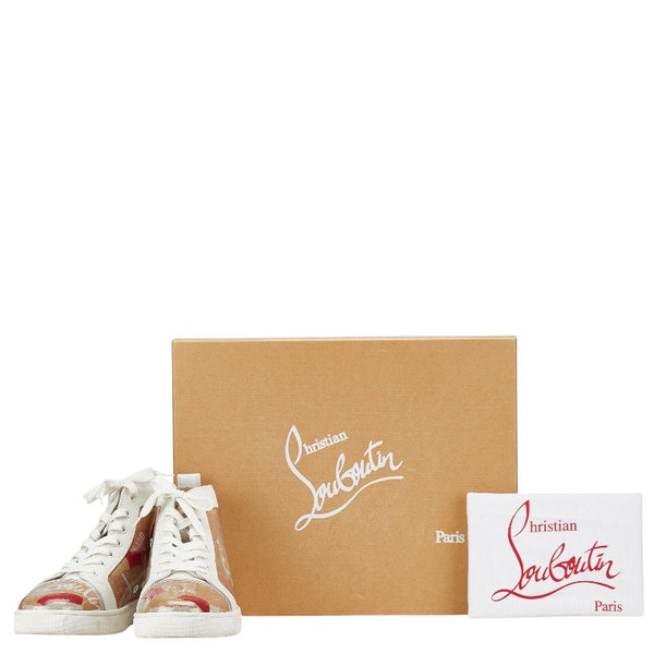 クリスチャンルブタン ハイカット スニーカー サイズ：42 ホワイト ブラウン レッド レザー ビニール メンズ Christian Louboutin 【中古】