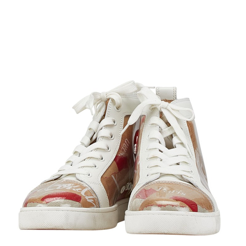 クリスチャンルブタン ハイカット スニーカー サイズ：42 ホワイト ブラウン レッド レザー ビニール メンズ Christian Louboutin 【中古】