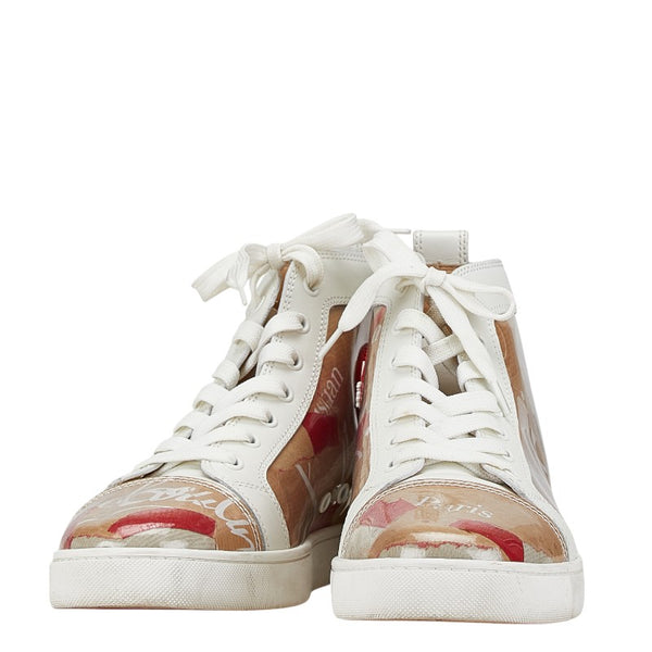クリスチャンルブタン ハイカット スニーカー サイズ：42 ホワイト ブラウン レッド レザー ビニール メンズ Christian Louboutin 【中古】
