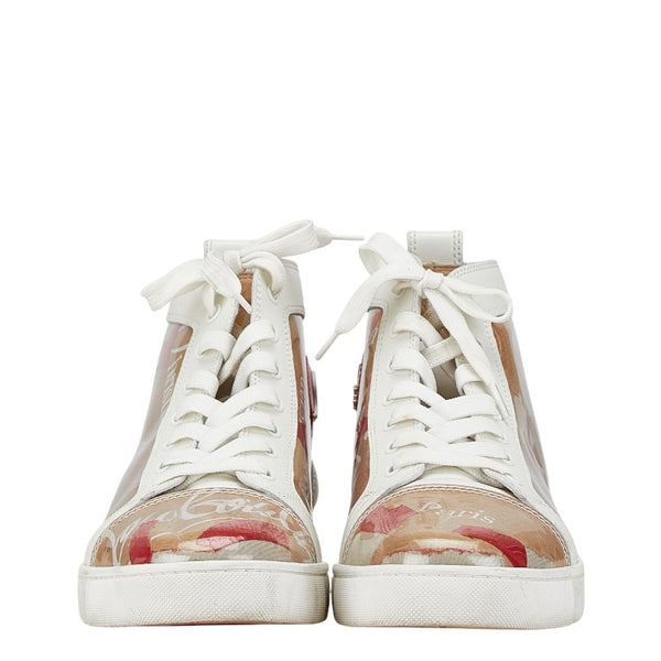 クリスチャンルブタン ハイカット スニーカー サイズ：42 ホワイト ブラウン レッド レザー ビニール メンズ Christian Louboutin 【中古】