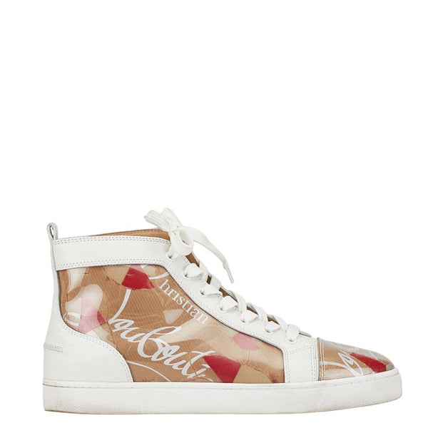 クリスチャンルブタン ハイカット スニーカー サイズ：42 ホワイト ブラウン レッド レザー ビニール メンズ Christian Louboutin 【中古】