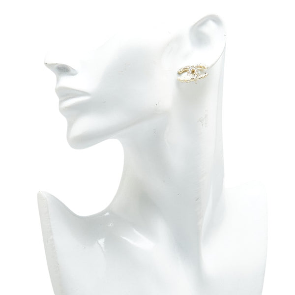 シャネル ココマーク ラインストーン ピアス ゴールド メッキ フェイクパール レディース CHANEL 【中古】