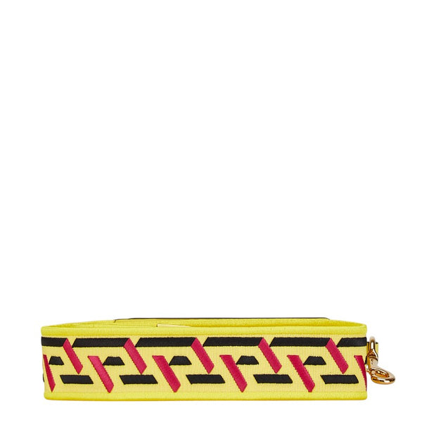 ヴェルサーチェ ショルダーストラップ イエロー ブラック キャンバス レザー レディース VERSACE 【中古】