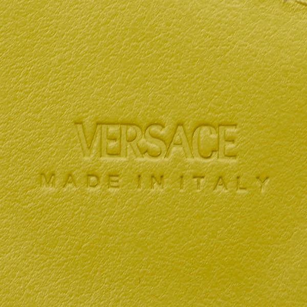 ヴェルサーチェ ショルダーストラップ イエロー ブラック キャンバス レザー レディース VERSACE 【中古】