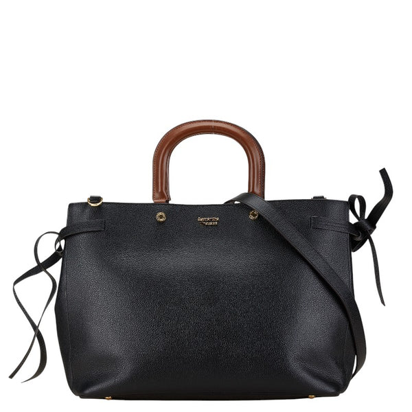 サマンサタバサ ハンドバッグ ショルダーバッグ 2WAY ブラック ブラウン レザー レディース Samantha Thavasa 【中古】