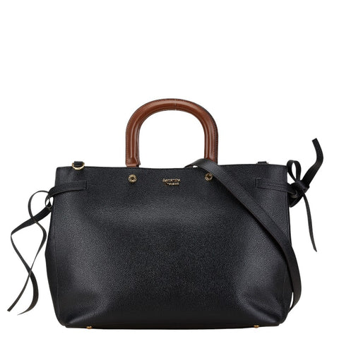 サマンサタバサ ハンドバッグ ショルダーバッグ 2WAY ブラック ブラウン レザー レディース Samantha Thavasa 【中古】