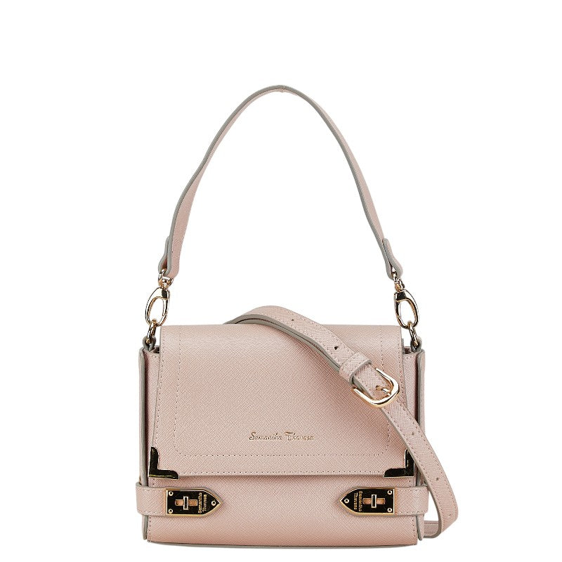 サマンサタバサ エール ハンドバッグ ショルダーバッグ 2WAY ピンク レザー レディース Samantha Thavasa 【中古】