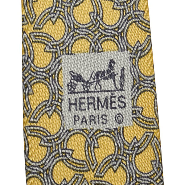 エルメス ネクタイ イエロー シルク メンズ HERMES 【中古】