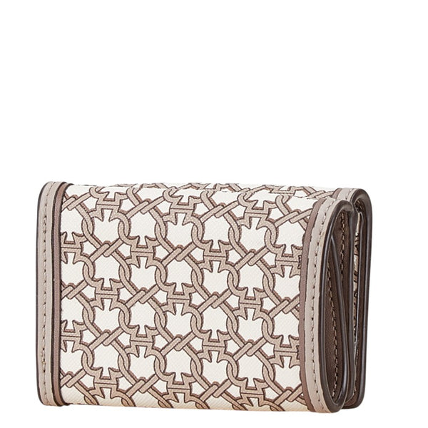 ケイトスペード スペード柄 総柄 三つ折り財布 コンパクトウォレット WLRU6293 グレージュ ホワイト PVC レザー レディース Kate Spade 【中古】