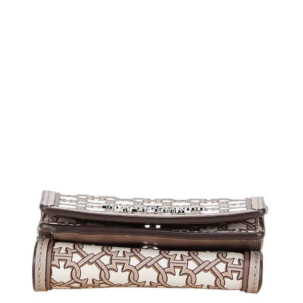 ケイトスペード スペード柄 総柄 三つ折り財布 コンパクトウォレット WLRU6293 グレージュ ホワイト PVC レザー レディース Kate Spade 【中古】