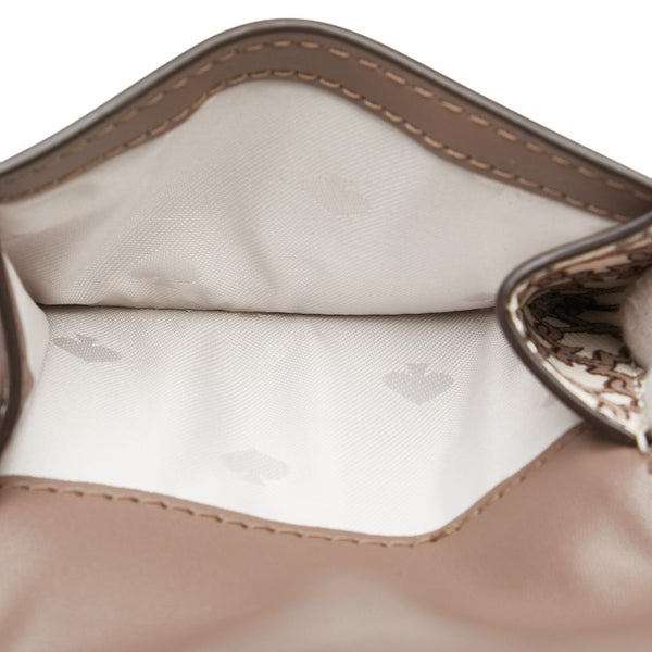 ケイトスペード スペード柄 総柄 三つ折り財布 コンパクトウォレット WLRU6293 グレージュ ホワイト PVC レザー レディース Kate Spade 【中古】