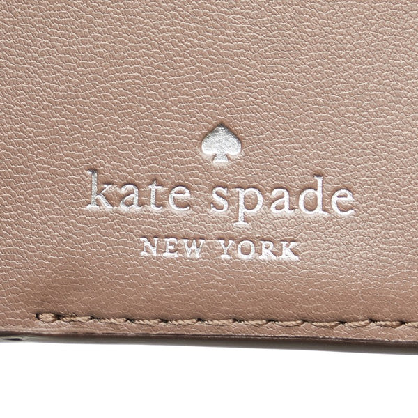 ケイトスペード スペード柄 総柄 三つ折り財布 コンパクトウォレット WLRU6293 グレージュ ホワイト PVC レザー レディース Kate Spade 【中古】