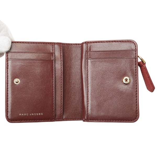 マークジェイコブス ブランデッド ミニ 二つ折り財布 コンパクトウォレット ピンク PVC レザー レディース MARC JACOBS 【中古】