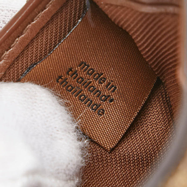 コーチ シグネチャー 三つ折り財布 コンパクトウォレット F87589 ブラウン PVC レザー レディース COACH 【中古】