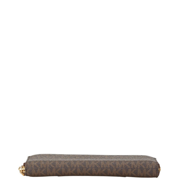 マイケルコース MK柄 ラウンドファスナー 長財布 34F9GM9E9B ブラウン PVC レザー レディース Michael Kors 【中古】