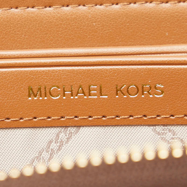 マイケルコース MK柄 ラウンドファスナー 長財布 34F9GM9E9B ブラウン PVC レザー レディース Michael Kors 【中古】