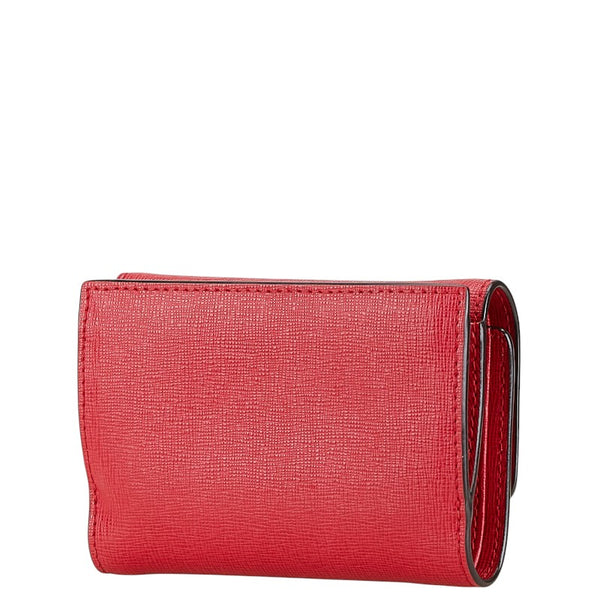 フルラ バビロン サフィアーノ 三つ折り財布 コンパクトウォレット レッド レザー レディース Furla 【中古】