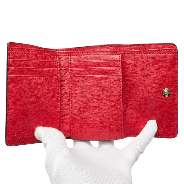 フルラ バビロン サフィアーノ 三つ折り財布 コンパクトウォレット レッド レザー レディース Furla 【中古】