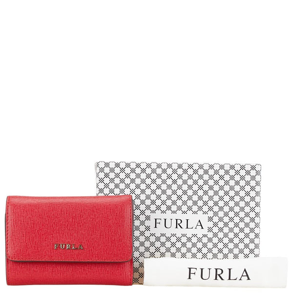 フルラ バビロン サフィアーノ 三つ折り財布 コンパクトウォレット レッド レザー レディース Furla 【中古】