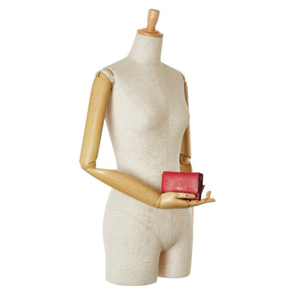 フルラ バビロン サフィアーノ 三つ折り財布 コンパクトウォレット レッド レザー レディース Furla 【中古】