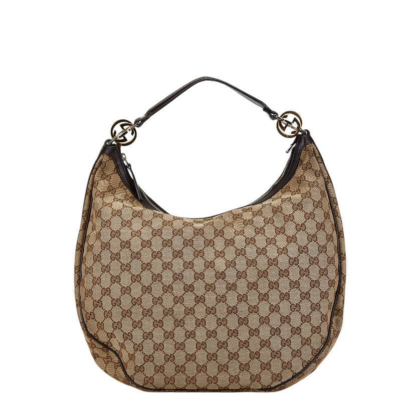グッチ GGキャンバス ワンショルダーバッグ ハンドバッグ 232945 ベージュ ブラウン キャンバス レザー レディース GUCCI 【中古】