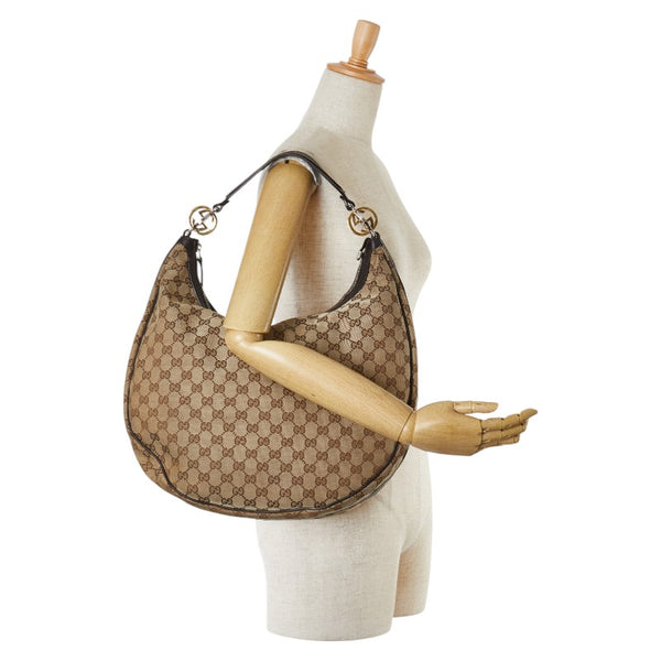 グッチ GGキャンバス ワンショルダーバッグ ハンドバッグ 232945 ベージュ ブラウン キャンバス レザー レディース GUCCI 【中古】