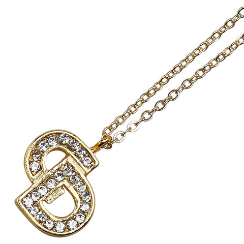 ディオール CDロゴ ラインストーン ネックレス ゴールド メッキ レディース Dior 【中古】