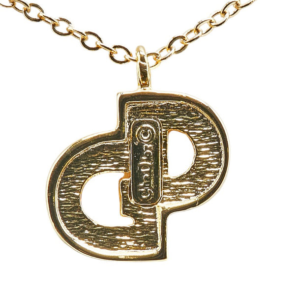 ディオール CDロゴ ラインストーン ネックレス ゴールド メッキ レディース Dior 【中古】