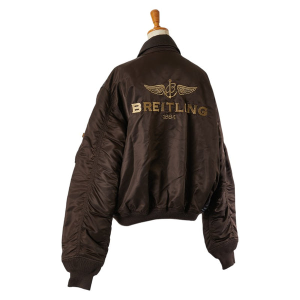 ブライトリング ALPHA コラボ フライトジャケット サイズ：M ブラウン ナイロン レザー メンズ BREITLING 【中古】