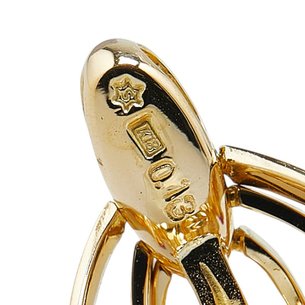 K18YG イエローゴールド ルビー ダイヤ0.26ct クリップ式 ティアドロップ モチーフ スイング イヤリング レディース 【中古】