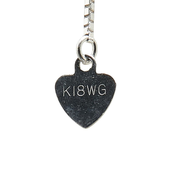 K18WG ホワイトゴールド ひすい1.05ct ダイヤ0.26ct ベネチアン チェーン ネックレス レディース 【中古】