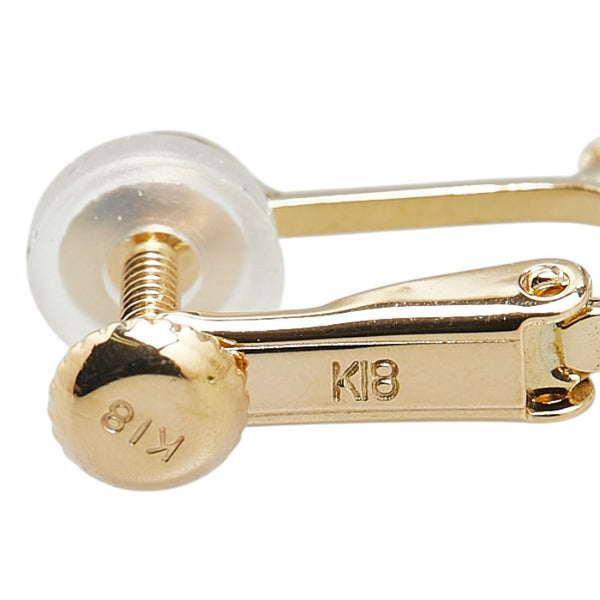K18YG イエローゴールド アコヤパール8mm ネジバネ式 ミラーカットボール スイング イヤリング レディース 【中古】