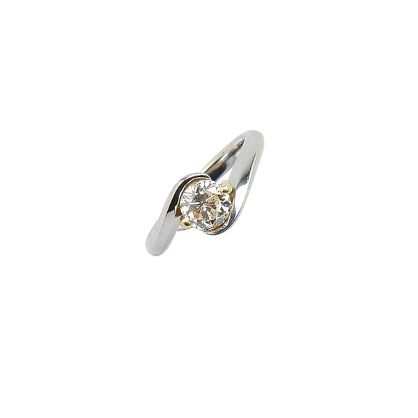 Pt900 プラチナ K18YG イエローゴールド コンビ ダイヤ1.004ct リング 指輪 #51 レディース 11号 【中古】