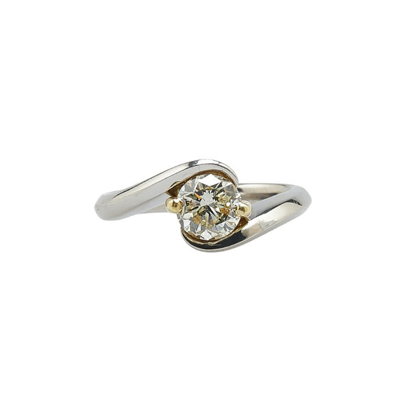 Pt900 プラチナ K18YG イエローゴールド コンビ ダイヤ1.004ct リング 指輪 #51 レディース 11号 【中古】