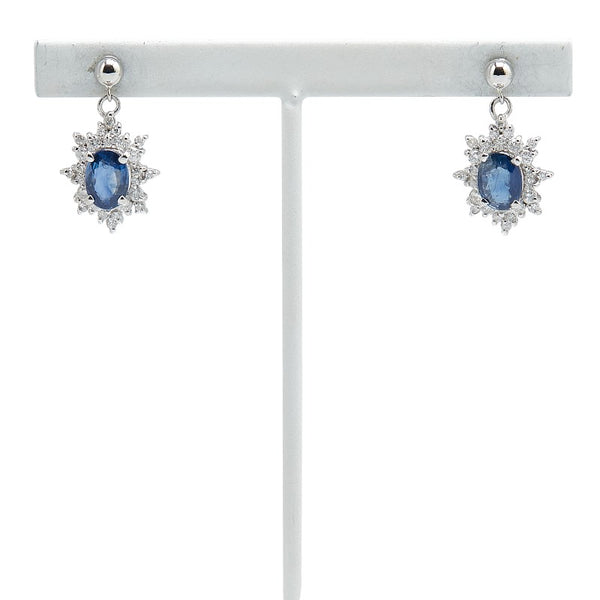 Pt900 プラチナ サファイア1.33ct ダイヤ0.40ct 雪 結晶 モチーフ スイング スタッド ピアス レディース 【中古】