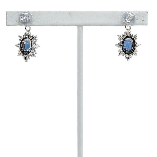 Pt900 プラチナ サファイア1.33ct ダイヤ0.40ct 雪 結晶 モチーフ スイング スタッド ピアス レディース 【中古】