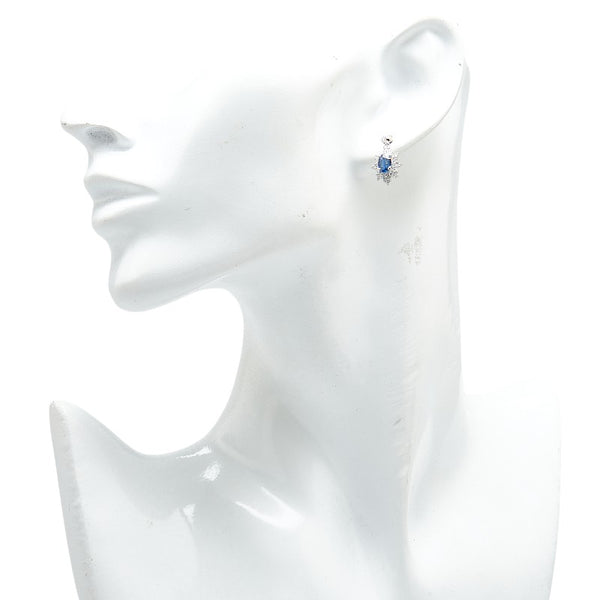 Pt900 プラチナ サファイア1.33ct ダイヤ0.40ct 雪 結晶 モチーフ スイング スタッド ピアス レディース 【中古】