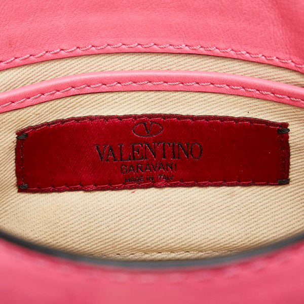 ヴァレンチノ スタッズ ミニ チェーン ショルダーバッグ ハンドバッグ ピンク ゴールド レザー レディース Valentino 【中古】