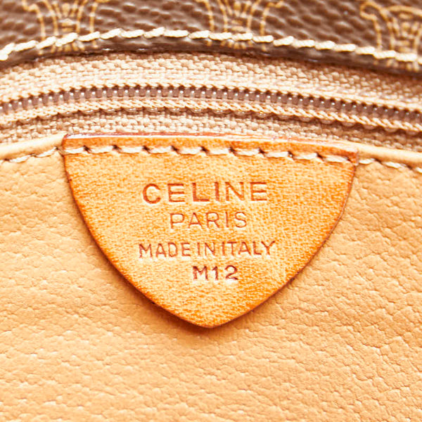 セリーヌ マカダム ショルダーバッグ ブラウン PVC レザー レディース CELINE 【中古】