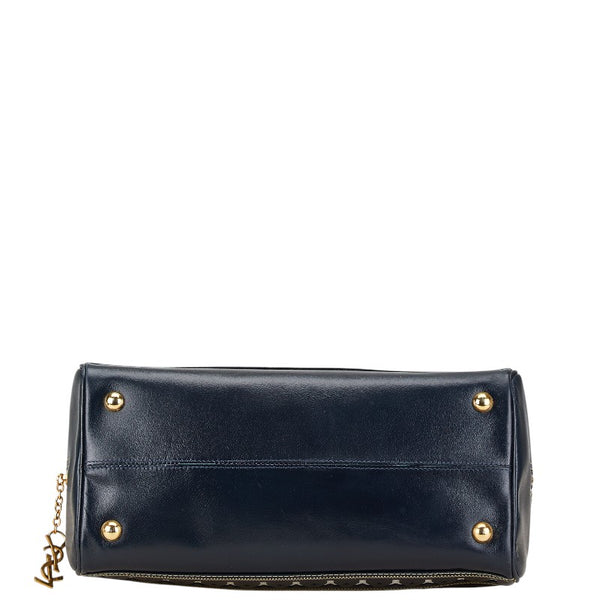 サンローラン Yモチーフ ハンドバッグ ショルダーバッグ 2WAY ネイビー ホワイト レザー レディース SAINT LAURENT 【中古】
