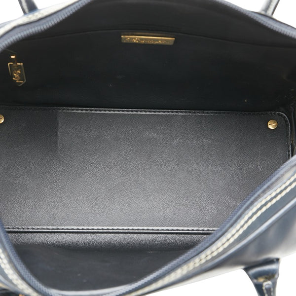 サンローラン Yモチーフ ハンドバッグ ショルダーバッグ 2WAY ネイビー ホワイト レザー レディース SAINT LAURENT 【中古】