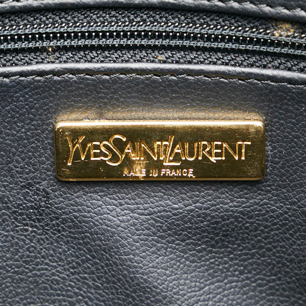 サンローラン Yモチーフ ハンドバッグ ショルダーバッグ 2WAY ネイビー ホワイト レザー レディース SAINT LAURENT 【中古】