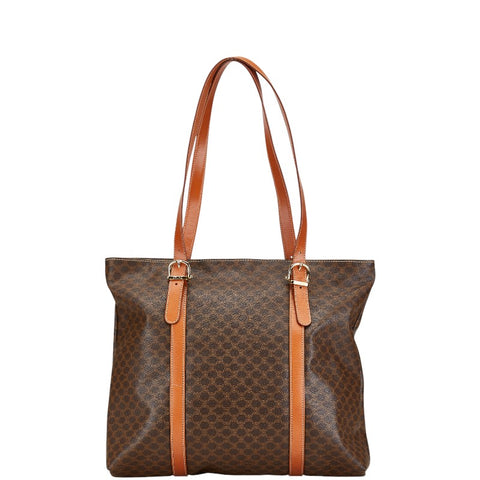セリーヌ マカダム トートバッグ ブラウン PVC レザー レディース CELINE 【中古】