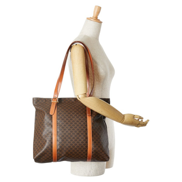 セリーヌ マカダム トートバッグ ブラウン PVC レザー レディース CELINE 【中古】