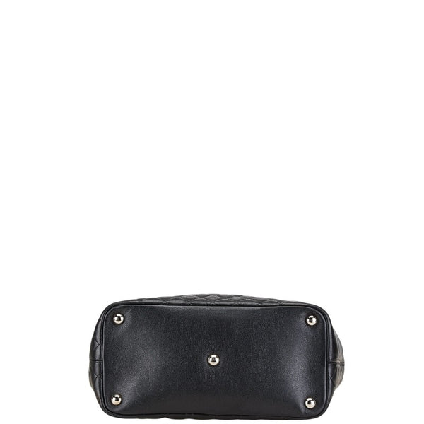 シャネル カンボンライン ココマーク トートバッグ ブラック ホワイト ラムスキン レディース CHANEL 【中古】