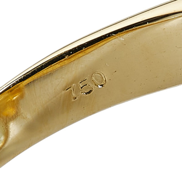 K18YG イエローゴールド ダイヤ0.14ct ブルートパーズ カルセドニー リング 指輪 レディース 15.5号 【中古】