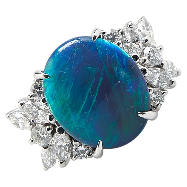 Pt900 プラチナ ブラックオパール5.16ct ダイヤ0.80ct リング 指輪 レディース 16号 【中古】