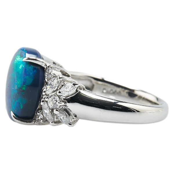 Pt900 プラチナ ブラックオパール5.16ct ダイヤ0.80ct リング 指輪 レディース 16号 【中古】