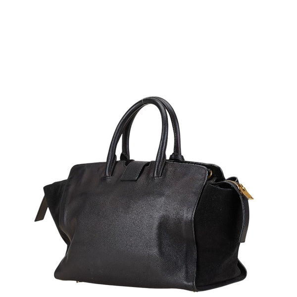 サンローラン YSLロゴ ダウンタウン カバス ハンドバッグ ショルダーバッグ 2WAY 436832 ブラック レザー スウェード レディース SAINT LAURENT 【中古】